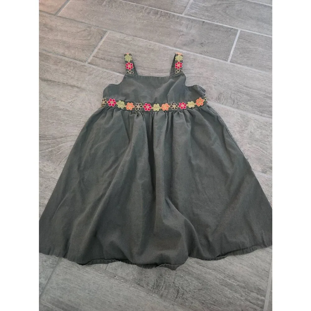 Toddler Girls‎ Gymboree Batik Summer Dress Olive Green Flower Sleeveless Size 5T
